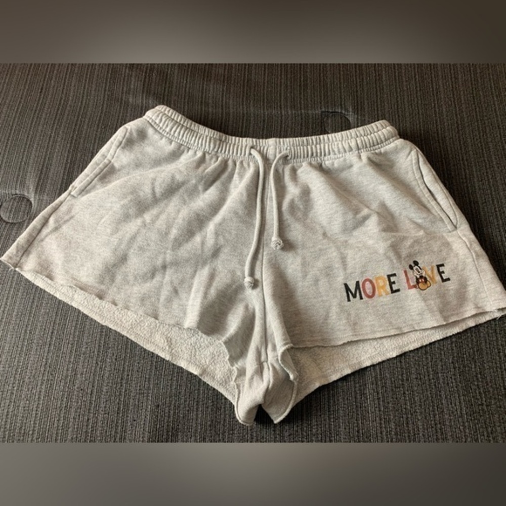 Disney Mickey Mouse More Love Flannel Shorts Grey Medium